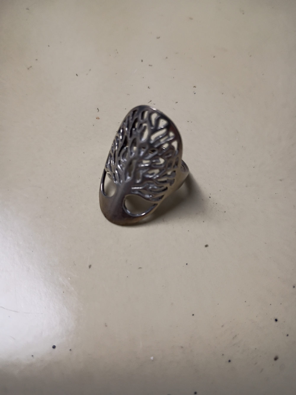 Openwork Tree of Life Silver-Tone Ring for Women